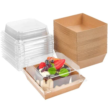 Индивидуальные контейнеры для пищевых тортов площадью 5 дюймов, Розовые коробки для сэндвичей из пекарни, бумажные коробки для мясных закусок с