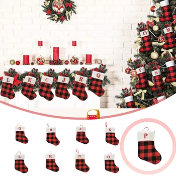 Украшение для праздничного сезона Рождественские Чулки с вышитым алфавитом для праздничных и семейных чулок Или камина Или