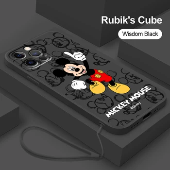 Disney Mickey Mouse Baby Жидкий Веревочный Чехол Для Телефона Apple iPhone 14 13 12 11 Pro Max Mini XR X 8 7 6S SE Plus Чехол