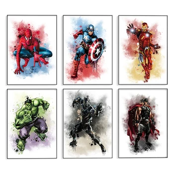 Цифровая картина маслом Disney Marvel Avengers Splash, плакаты с персонажами комиксов, аниме и принты, настенные рисунки, домашний декор, полный