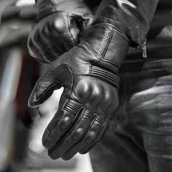 НОВЫЕ зимние водонепроницаемые мотоциклетные перчатки из натуральной кожи для мужчин с теплым внутренним сенсорным экраном Перчатки для езды на мотоцикле MTB