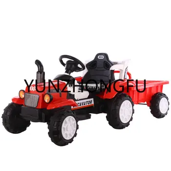 Детский электрический трактор интернет-знаменитостей, имитирующий игрушечный автомобиль Boy Oriental Red, маленькое сиденье на четырех колесах с большим ковшом