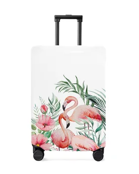 Чехол для багажа с тропическими растениями и фламинго в стиле Ins, эластичный защитный чехол для багажа, пылезащитный чехол для 18-32-дюймового дорожного чемодана