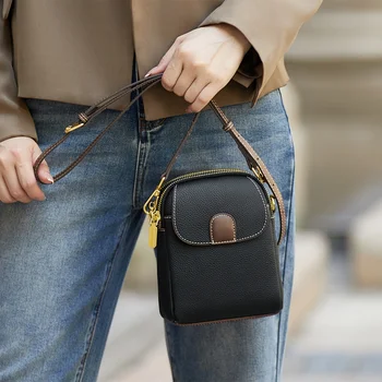 Лимитированная НОВАЯ сумка-мессенджер из натуральной кожи, женские сумки через плечо, легкие черные сумки # SC1656