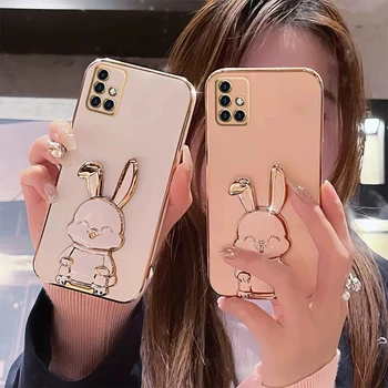 3D Милый Кролик Чехол-держатель для телефона Samsung Galaxy A51 A71 A11 A21S A31 A81 A91 A02S A03S A10S A20S A7 2018 Чехол
