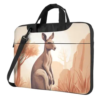 Сумка для ноутбука Kangaroo в векторном стиле с иллюстрациями плоских животных для Macbook Air Pro Lenovo Travel Sleeve Case 14 15 15.6 Портфели