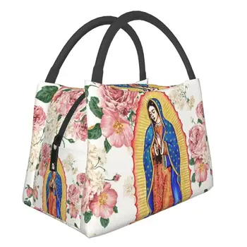 Термоизолированная сумка для ланча Virgin Of Guadalupe Для женщин, Мексика, Католическая Дева Мария, Портативный Контейнер для ланча, Коробка для еды