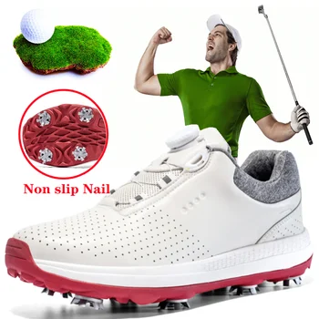 Новая летняя мужская обувь для гольфа, кожаная водонепроницаемая нескользящая обувь для тренировок в гольфе