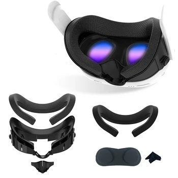 Сменный кронштейн для лицевого интерфейса расширяющейся формы для Quest 3 из искусственной кожи с дышащей защитой от пота, накладка для лица, аксессуары для виртуальной реальности