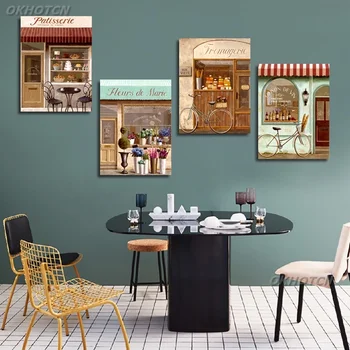 Ретро-плакат на окно, европейский стиль, настенное искусство, холст, картина, ресторан, украшение дома, Модульная печать, картина для гостиной