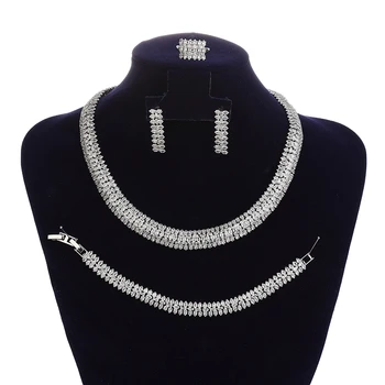 Ювелирный набор HADIYANA Fashion Для новобрачных Ожерелье для Свадебной вечеринки Браслет Кольцо Серьги Набор Циркония BN8713 Рождественский подарок