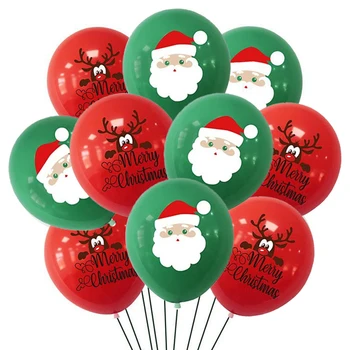 10шт рождественских латексных шаров 12 дюймов Зеленые красные шарики с рождественскими буквами для новогодней вечеринки 2024 Рождественское украшение