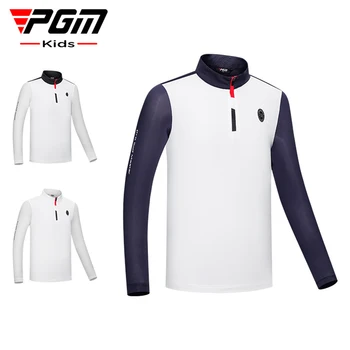 Детская одежда для гольфа PGM, летняя солнцезащитная одежда для мальчиков, Быстросохнущая дышащая футболка, Одежда для занятий спортом на открытом воздухе, S-XL