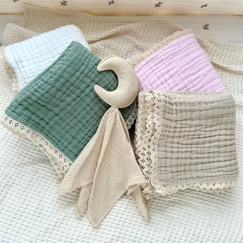 6 Слоев муслиновой пеленки из органического хлопка, детские кружевные одеяла, одеяло для новорожденных, Детские Банные полотенца