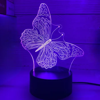 Ночник Nighdn Butterfly 3D для спальни, сна при грудном вскармливании, светодиодная настольная лампа, подключаемая через USB, подарок для декора спальни для девочек в общежитии, подарочный ночник
