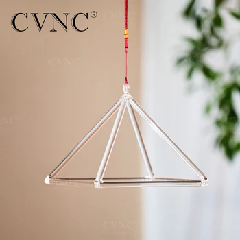 CVNC 4-дюймовая Поющая Пирамидка из прозрачного кварца с бесплатным молотком для исцеления звуком с сумкой для переноски/без нее