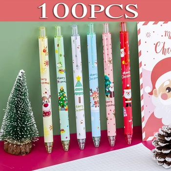 100ШТ Рождественских гелевых ручек со снеговиком Сантой 0,5 мм, канцелярская ручка для подписи, детские подарки, канцелярские принадлежности