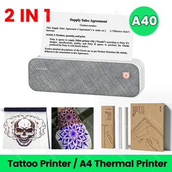 Мини-беспроводной термопринтер для переноса татуировок формата А4 Портативный Bluetooth-принтер с переносом татуировки или рулон бумаги формата А4