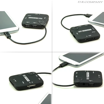 Мобильный жесткий диск micro USB со шнуром питания, концентратор для чтения карт данных OTG для мобильных телефонов