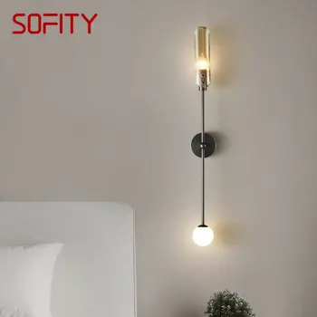Современное прикроватное освещение SOFITY из латуни для помещений, простое креативное медное бра для домашнего декора гостиной