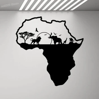 Наклейка на стену в Африке, декор в стиле сафари, дикие животные, Лев, слон, Пальма, наклейка на стену, виниловая наклейка, плакат с декором на стену в стиле природы B974