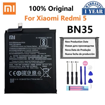 100% Оригинальный аккумулятор Xiao mi BN35 3300 мАч для Xiaomi Redmi 5 Redmi5 Red mi5 Высококачественные сменные батарейки для телефона