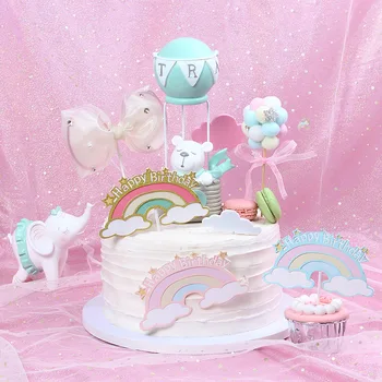 2020 INS Радужный Топпер для торта с Днем рождения Флаги Розовый Топпер для кексов на день рождения Принадлежности для украшения торта на День рождения ребенка