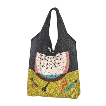 Сумки для покупок в стиле абстрактного искусства Kawaii Yayoi Kusama с арбузом, портативная сумка для покупок через плечо для бакалеи