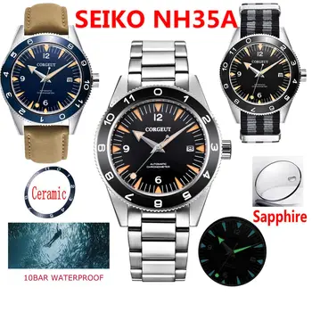 Роскошные Мужские Часы Corgeut Reloj с Керамическим Безелем, Военно-Спортивные Мужские Часы Sapphire Swim 10Bars NH35 Automatic Relogio Masculino