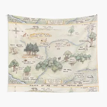 Деревянная карта площадью сто акров, Гобелен, Декор из гобеленов, Красивое настенное полотенце для йоги, одеяло, Декоративный коврик, цветной Подвесной