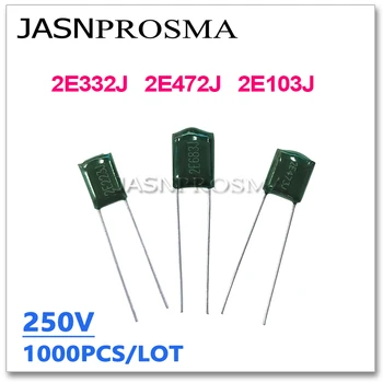 JASNPROSMA 1000ШТ 250 В 2E332J 2E472J 2E103J 3,3 НФ 4,7 НФ 10NF 332J 472J 103J 2E 5% Полиэфирный пленочный конденсатор