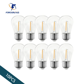 10 упаковок ламп накаливания S14 для солнечных гирлянд E27 E26 5 В 1 Вт, крышка из ПК, водонепроницаемые теплые белые светодиодные лампы