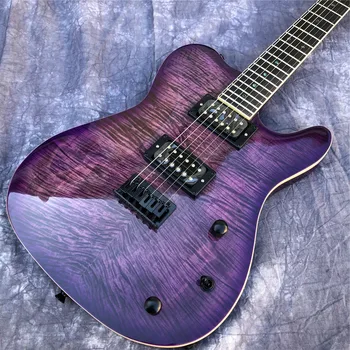 Электрогитара Purple Flame Maple Top TL с накладкой из розового дерева, корпус из цельного дерева, 6 струнная гитара Rarra