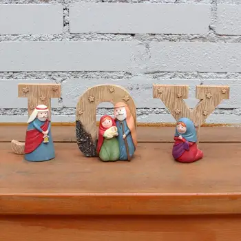 Фигурки Рождественской семьи из смолы, Статуэтка в рождественских яслях, Рождественские Наборы для Рождества, Декор обеденного стола, орнамент столешницы