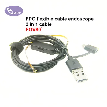 1-мегапиксельный гибкий кабельный эндоскоп FPC 3-в-1 кабель FOV80 USB промышленная эндоскопическая камера EZ-EN35L-S