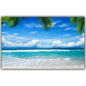 Плакат с тропическим пляжем и приморским пейзажем, Художественный Шелковый плакат, картина для украшения дома, Обои для гостиной