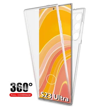 Силиконовый 360 Полноразмерный Защитный Чехол Спереди и Сзади Для Samsung Galaxy S23 S22 S21 Ultra S20 Plus S10 Lite S8 S9 Clear Cover Funda