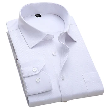 Мужская деловая повседневная рубашка с длинным рукавом большого размера, белая, синяя, черная, элегантная мужская рубашка для светской жизни, большой размер для мужчин, застегивающаяся на пуговицы