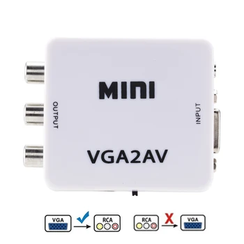 1080P VGA2AV CVBS RCA Мини-Видеобокс с 3,5 мм Аудиовходом Конвертер VGA В AV 3RCA Адаптер для Настольного Портативного ПК В ТВ-Монитор
