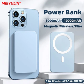 10000 мАч Портативный Магнитный Банк Питания 15 Вт Беспроводное Быстрое Зарядное Устройство 5000 мАч 22,5 Вт USB C PD20W Внешний Аккумулятор для iPhone 15 Samsung