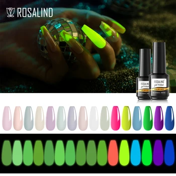 Гель-лак ROSALIND для ногтей, неоновые флуоресцентные Светящиеся Гибридные лаки, Полупостоянный лак для ногтей, базовый верхний слой, УФ-гель