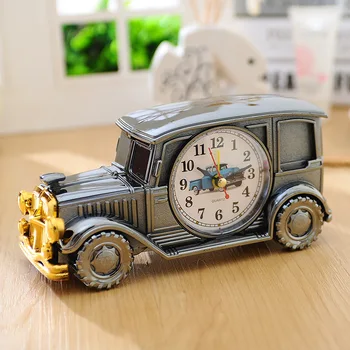 Ретро будильник Классический автомобиль в форме винтажных автомобилей Настольные часы для дома, декор спальни для детей, студентов