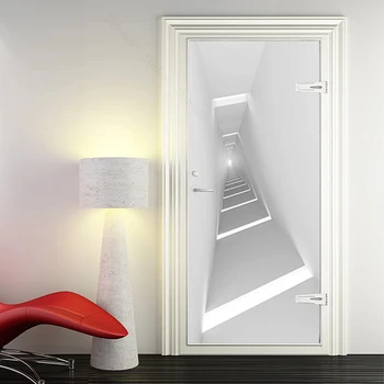 Белый Фон, Иллюзия Геометрического пространства, настенная роспись, наклейка на дверь в гостиную, спальню, ПВХ, самоклеящиеся Фотообои