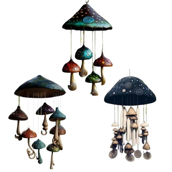 Ветряные колокольчики в стиле ретро из смолы и грибов, колокольчик из прочного материала, мягкий звук для украшения сада на открытом воздухе, прямая поставка