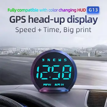 G13 HUD Автомобильный головной дисплей Цифровой GPS Спидометр Навигация С компасом Предупреждение о превышении скорости При утомленном вождении Автомобиль Универсальный