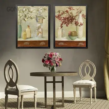 Современная минималистичная ваза с белыми и красными цветами, настенный плакат в скандинавском стиле, печать на холсте, живопись, украшение дома, Настенная роспись на кухне