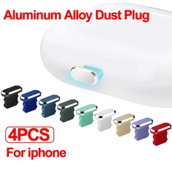 4ШТ Защита От Пыли Из Алюминиевого Сплава для iPhone 14 13 12 Pro Max 11 Mini XS 8 Plus iPad AirPods Apple Series Lightning Крышка Порта