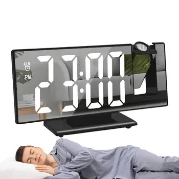 Проекционный цифровой будильник Многофункциональный проектор-будильник с 8-дюймовым светодиодным экраном, зеркало для макияжа с памятью отключения питания