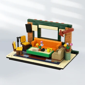 MOC FRIENDS - Маленький дисплей Диван в гостиной, маленький дисплей Строительные блоки, Кирпичные игрушки для комнаты в квартире Movie Monica