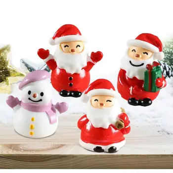 4 шт./компл. Рождественских подарочных фигурки, миниатюрный Санта Клаус, Снеговик, пейзаж, украшения для дома, Кавайный декор стола, комната
